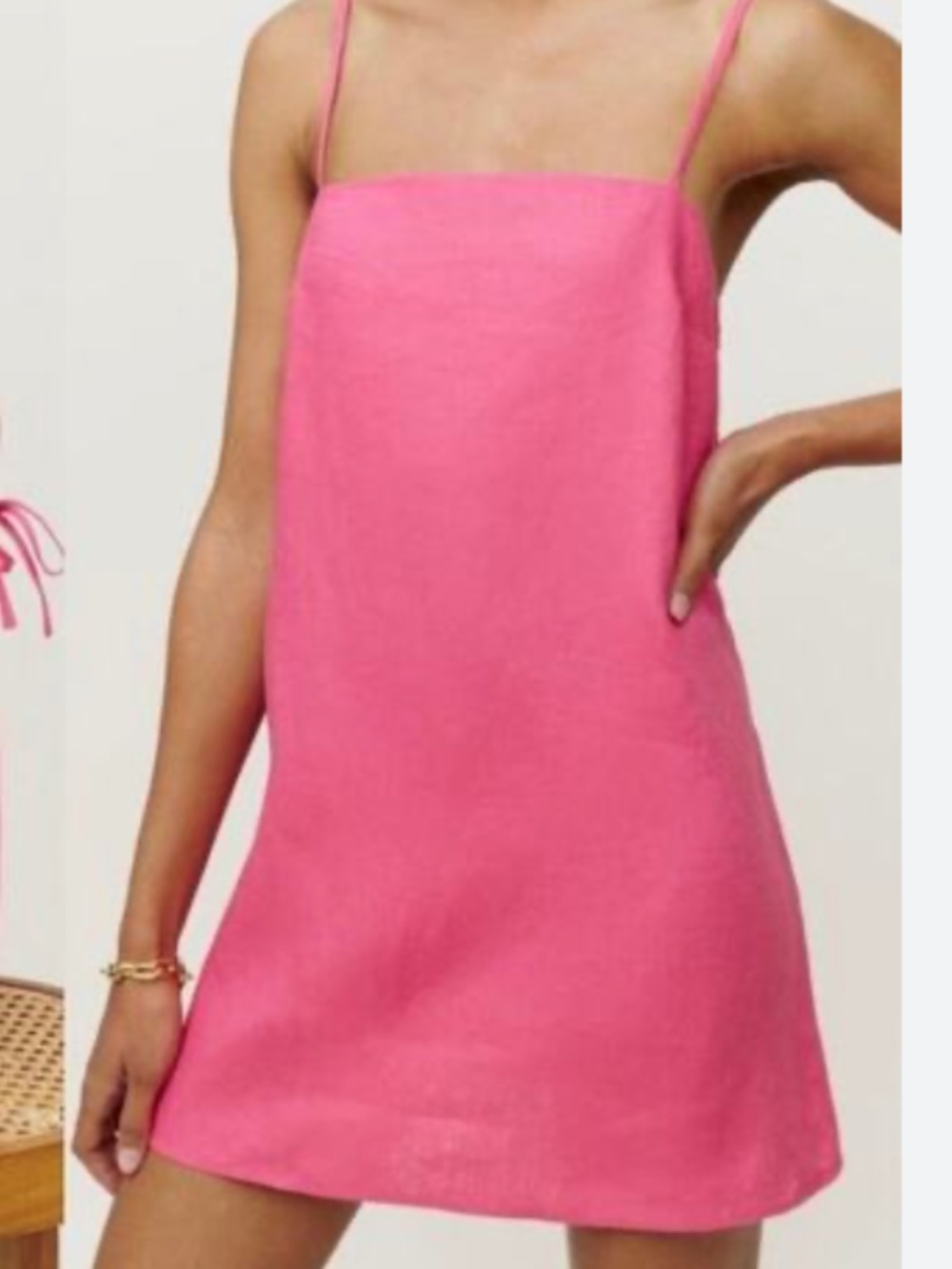 Reformation Aubree 100% Linen Mini Dress in Pink Snapdragon (Medium) - Picture 3 of 6